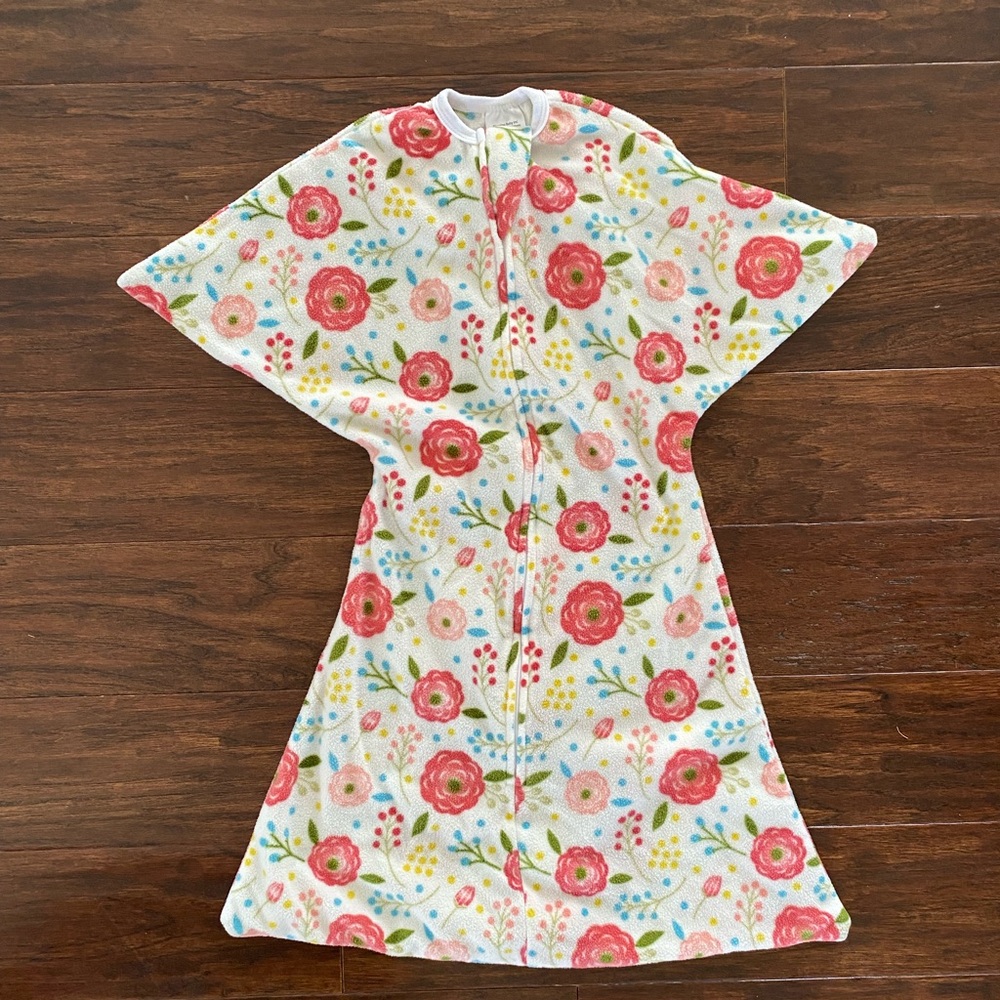 Zipadee-Zip Sleep Swaddle/Sack Pink Florals fleece size medium